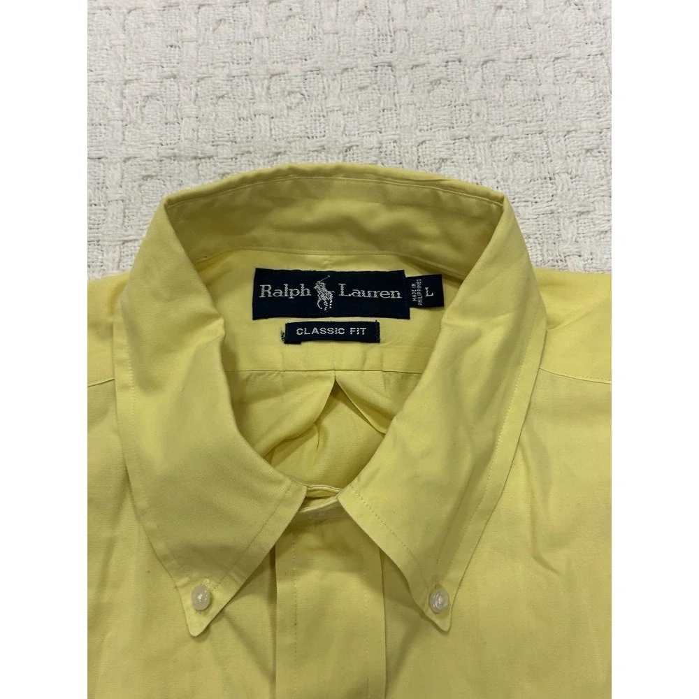 Ralph Lauren Polo L Classic Fit Collared Short Sleeve Shirt‎ Yellow Button Down
